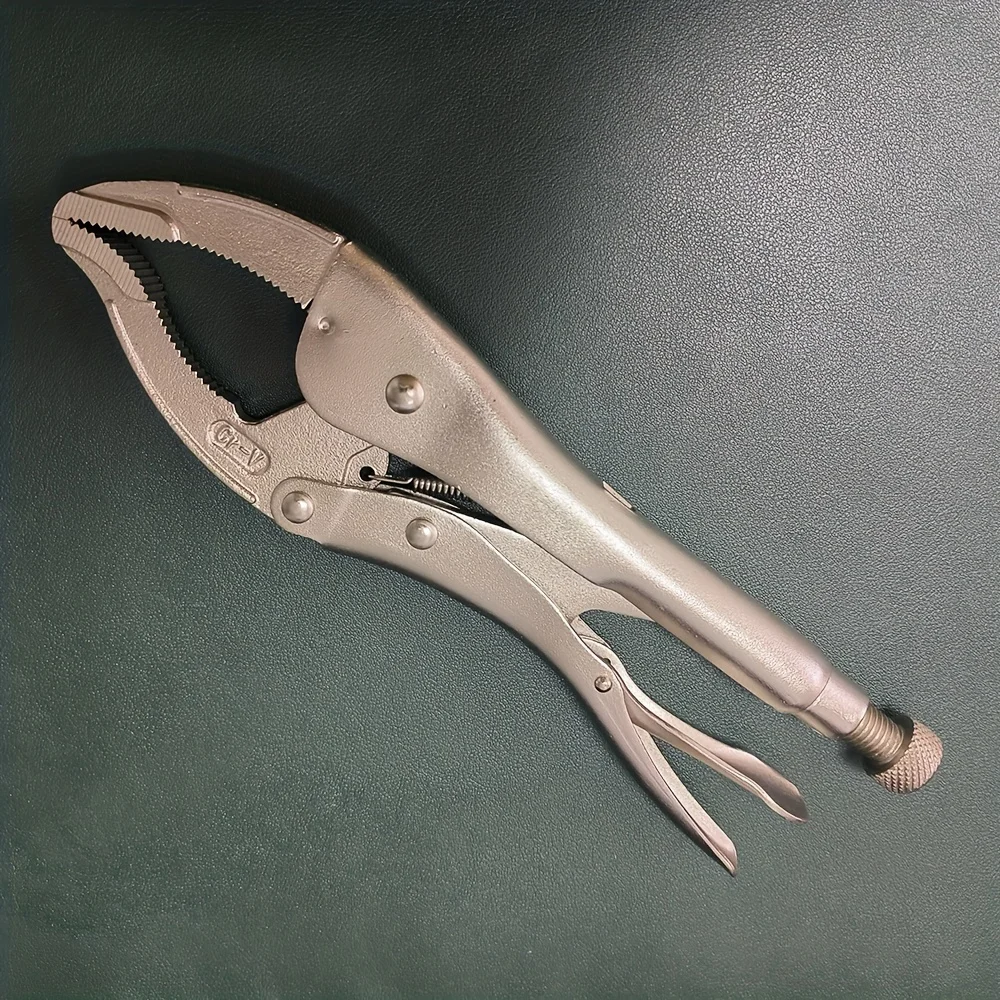 MacWork 10 Inch Light Handle Anti-Slip Pattern Carbon Steel Nickel Plated Width Mouth Locking Pliers for Woodwork or Welding