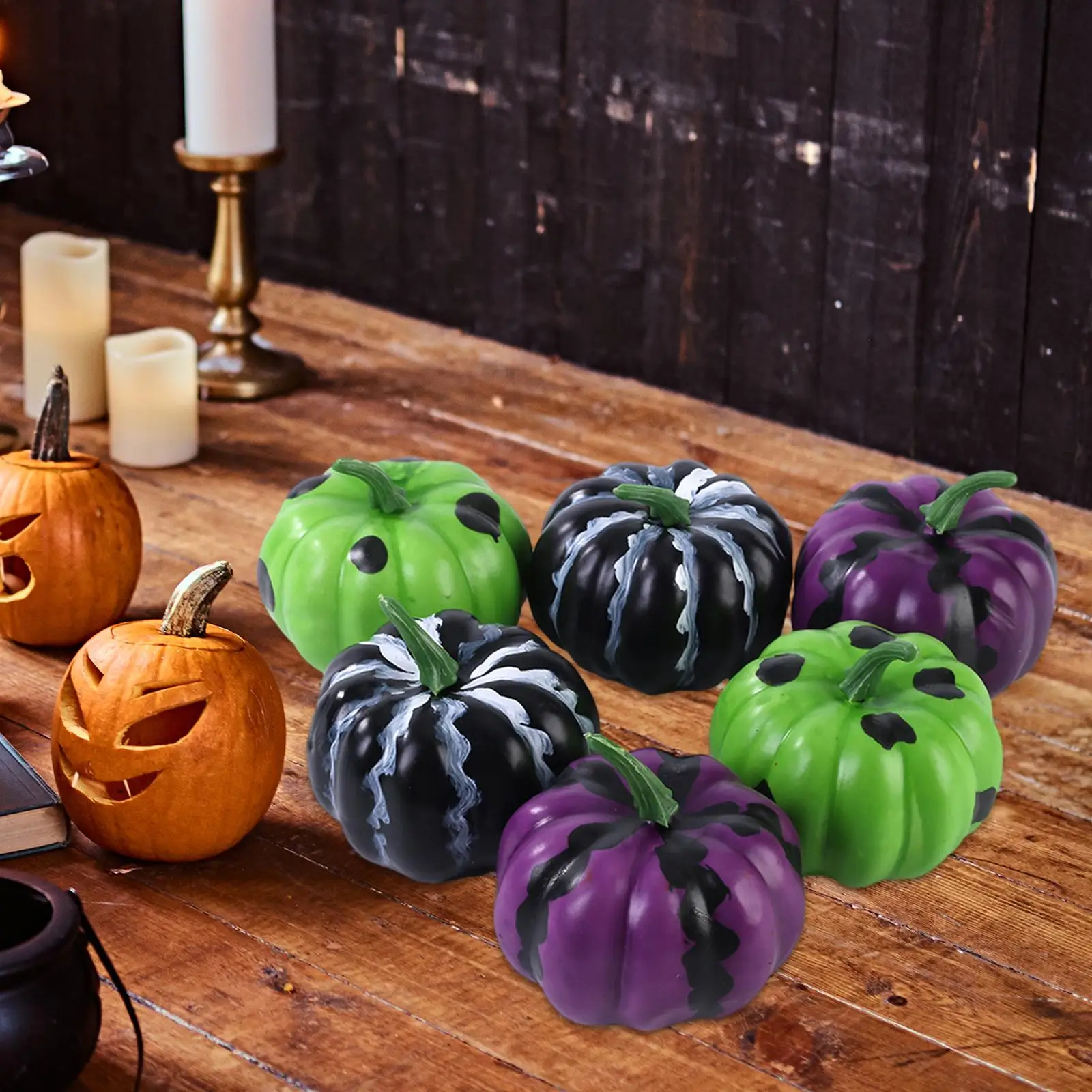 6Pcs Artificial Fake Pumpkins Table Model Fake Foam Pumpkins