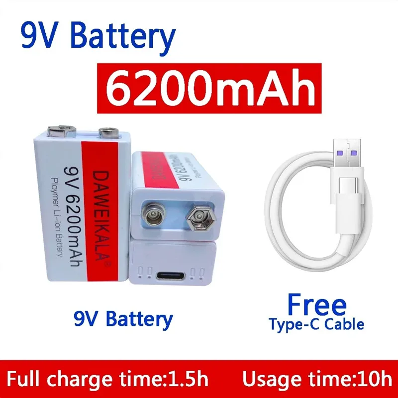 

Original 9V USB rechargeable Li-Ion battery 9V 6.8Ah is suitable for camera and other series of electronic products+USB line