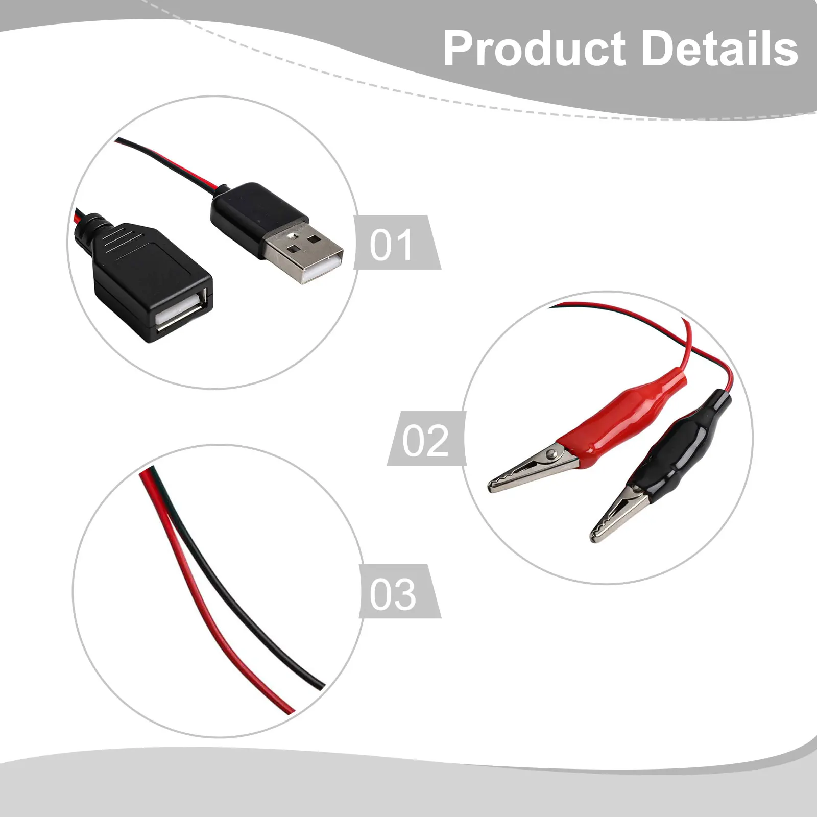 For Alligator Test Clip USB Male To Female Connector Adapter Power Cord For Test Meters Tool Accessory In Stock Wholesale