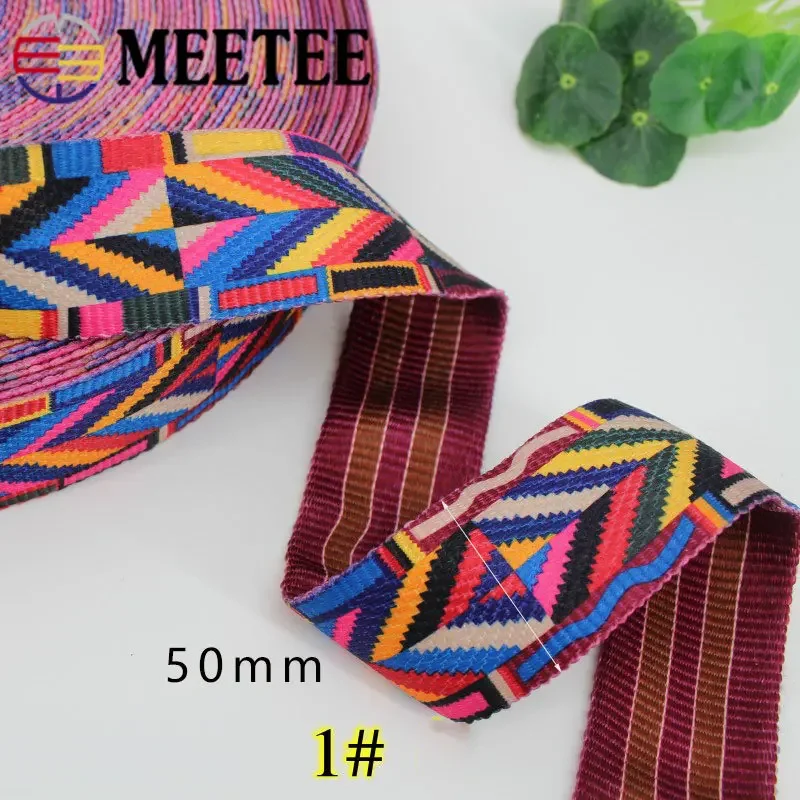 2Meters 50mm Jacquard Webbings Band Tapes Bag Strap Belt Ribbons Fabric for DIY Backpack Sewing Tape Binding Accessories