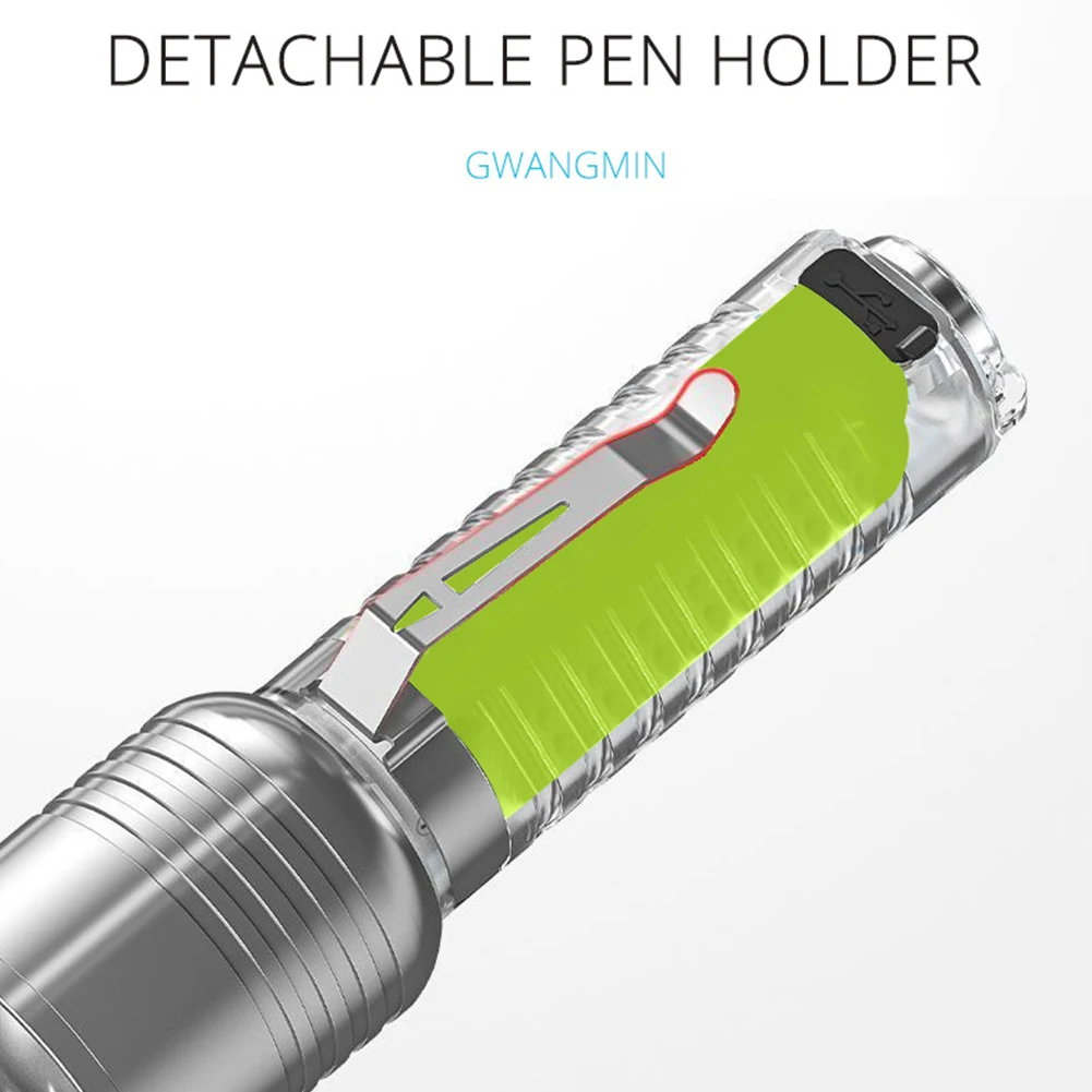 

Светодиодный фонарик XHP50, 500 мАч, 800 лм, с зарядкой через USB Type-C, водонепроницаемый