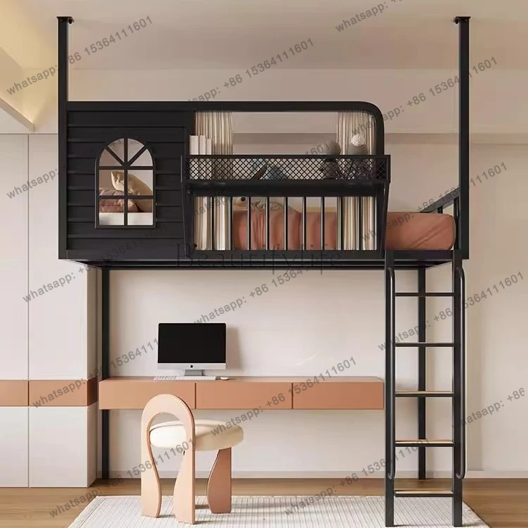 Nordic wrought iron  Elevated  sheet Upper floor Children's small apartment Loft apartment Hanging bed Duplex