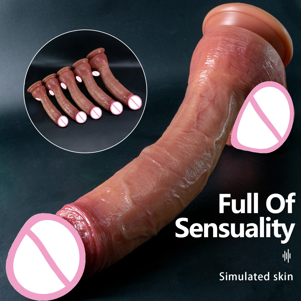 Huge Realistic Soft Dildo Skin Feeling Realistic Penis Soft Female Masturbator Double-layer Silicone Sex Toy Suction Cup Adults