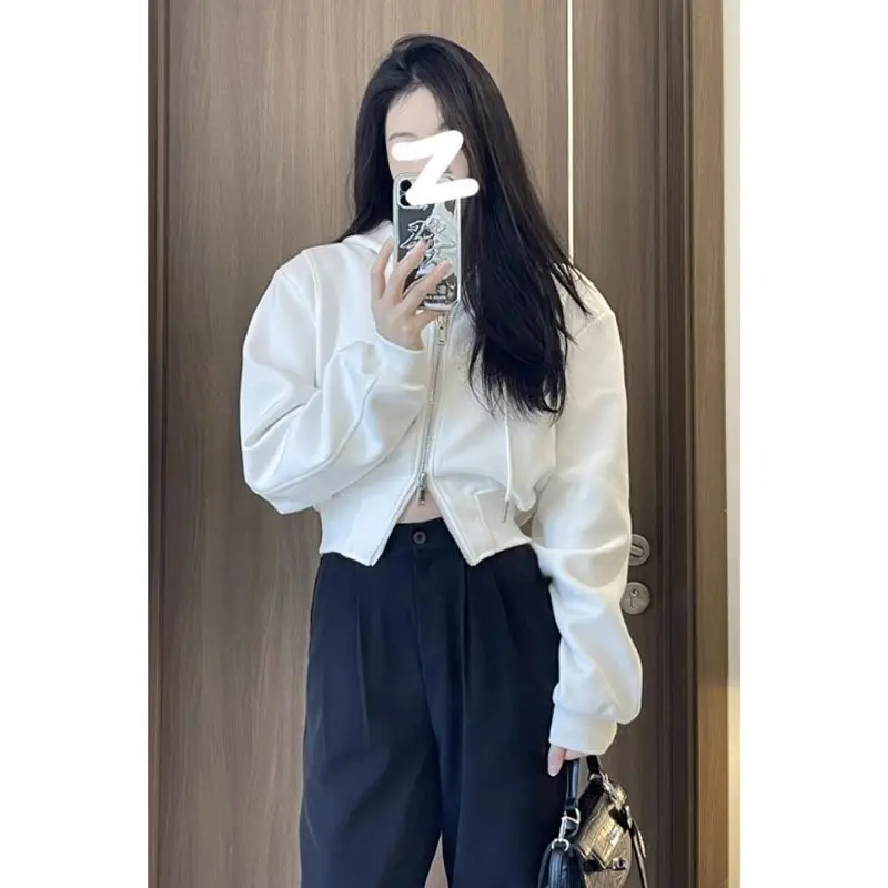 เสื้อฮู้ดมีซิป เสื้อผ้าผู้หญิง สไตล์โดดเด่น ไม่มีฮู้ด ลายสก็อต เรียบง่าย สไตล์มินิมอล สำหรับผู้หญิงและคู่รัก ทรงเข้ารูป ลายกราฟิกหลากหลาย