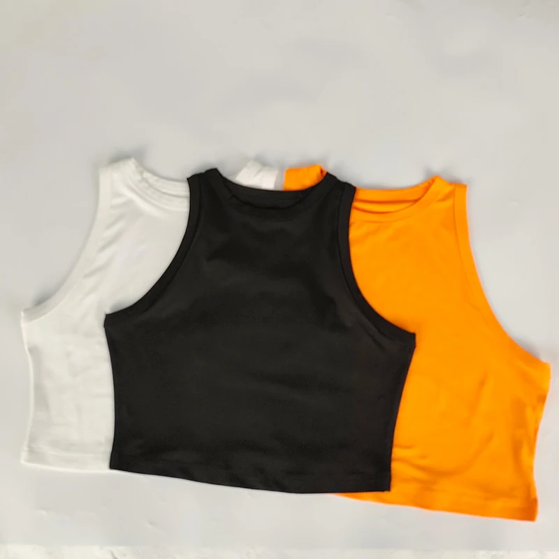 ヨガベスト女性ジムスポーツブラックホワイトクロップトップスシームレスストリートニットワークアウト通気性タンクトップ女性パッドなし