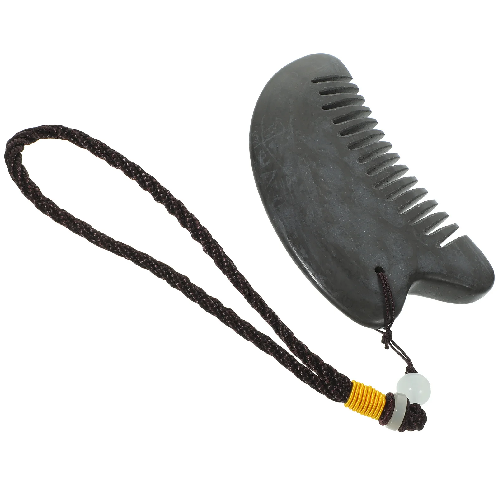 1 Juego de peine de masaje de acupuntura de piedra, peine desenredante hecho a mano Natural, cuidado del cuero cabelludo sin estática, cómodo masaje de cabello de piedra portátil