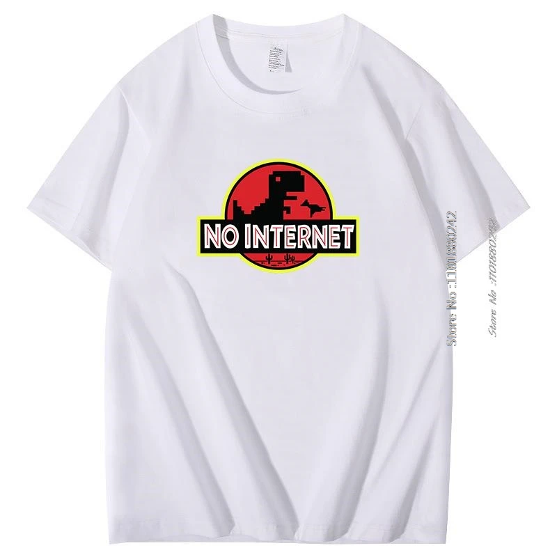 No Internet Mens Print T Shirt Trex Cactus Browser Network Crash Error Fashion Graphic T Shirts Cotton New Shirts And T-Shirts