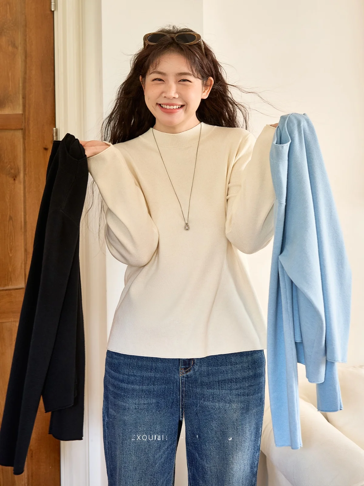 

Женская трикотажная кофта XLIDM больших размеров: теплая, не объемная, с высоким воротником, базовая, для ношения под одеждой, повседневная, с длинным рукавом