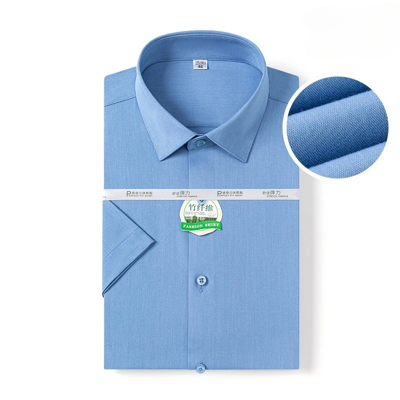 

8XL High Bamboo Fiber Work White Shirt Men Short Sleeve No-Iron Men Shirt Short Sleeve Slim Fit Business Formal Social Soft Cozy