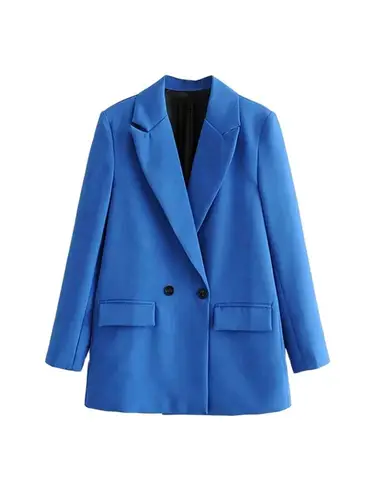 Blazer elegante de oficina con doble botonadura para mujer, abrigo Vintage con cuello entallado a la moda, prendas de vestir exteriores de manga larga para mujer, Tops elegantes