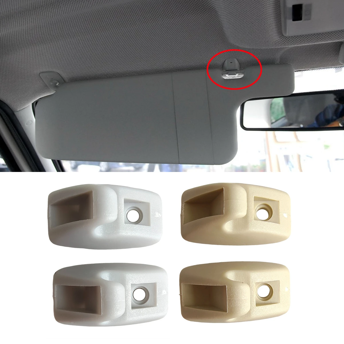 For VW Golf 1 2 Jetta MK1 MK2 Passat B2 B3 B4 Polo Vento Scirocco 2PCS Grey Beige Sun Visor Hook Holder Clip Bracket 191857559