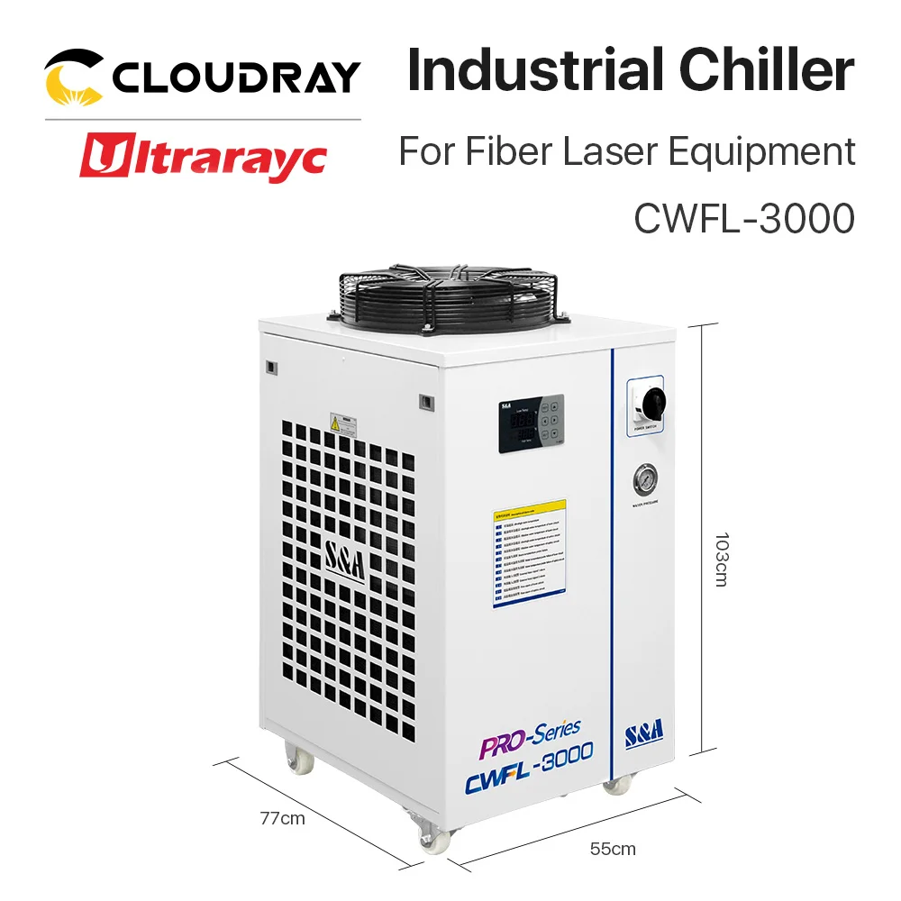 Ultrarayc S&A CWFL-3000 Series อุตสาหกรรม Air Chiller สําหรับ 3000W เลเซอร์แกะสลักอุปกรณ์เครื่อง