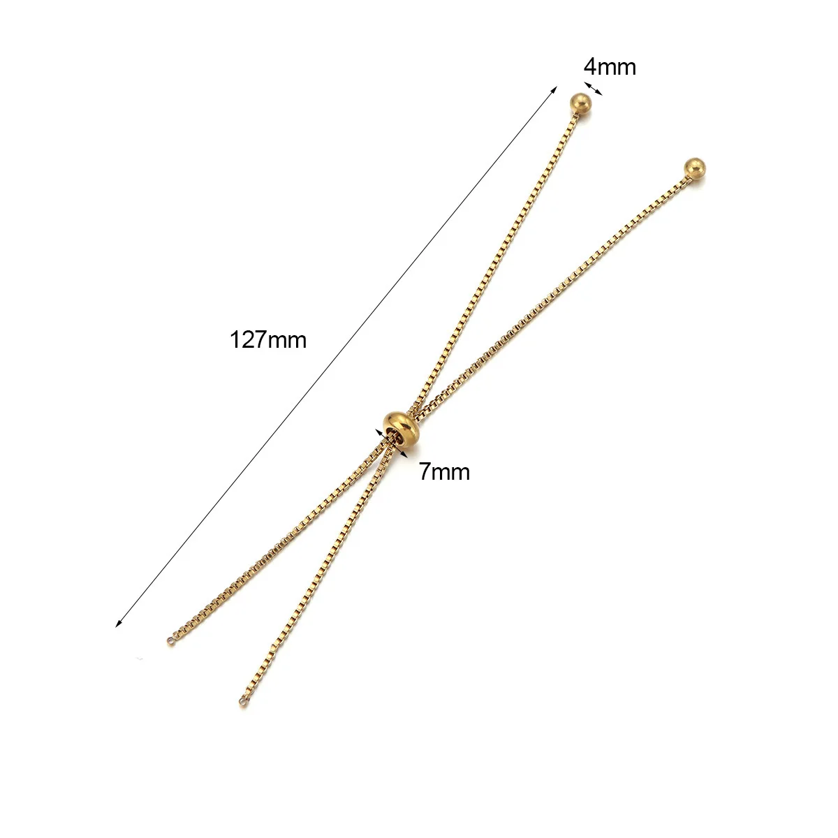 1/2/3/4pcs Stainless Steel long18K Gold platd Adjustable Extender Chain,With Adjustable Silicone Insert Beads,For DIY Jewelry