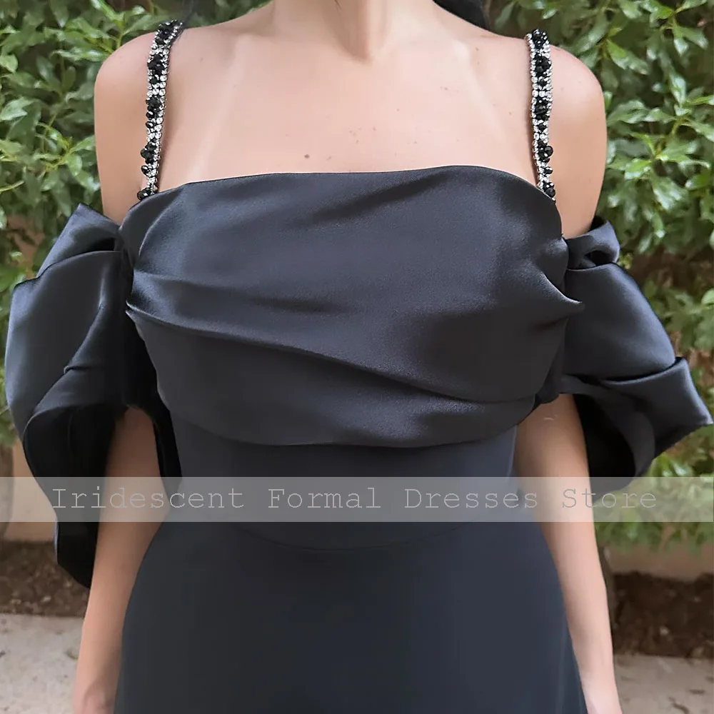 Black Formal Gowns for Women 2025 Beading Spaghetti Straps Evening Dresses Off the Shoulder Column Evening Party Dress Long
