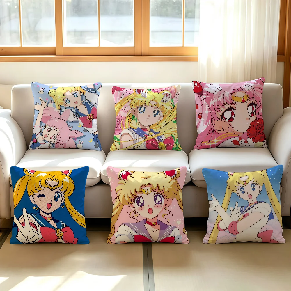 Anime S-SAILOR M-MOON cushion cover Comfortable Decorative For Bedroom Living room Dormitory Picnic and Holiday Decoration