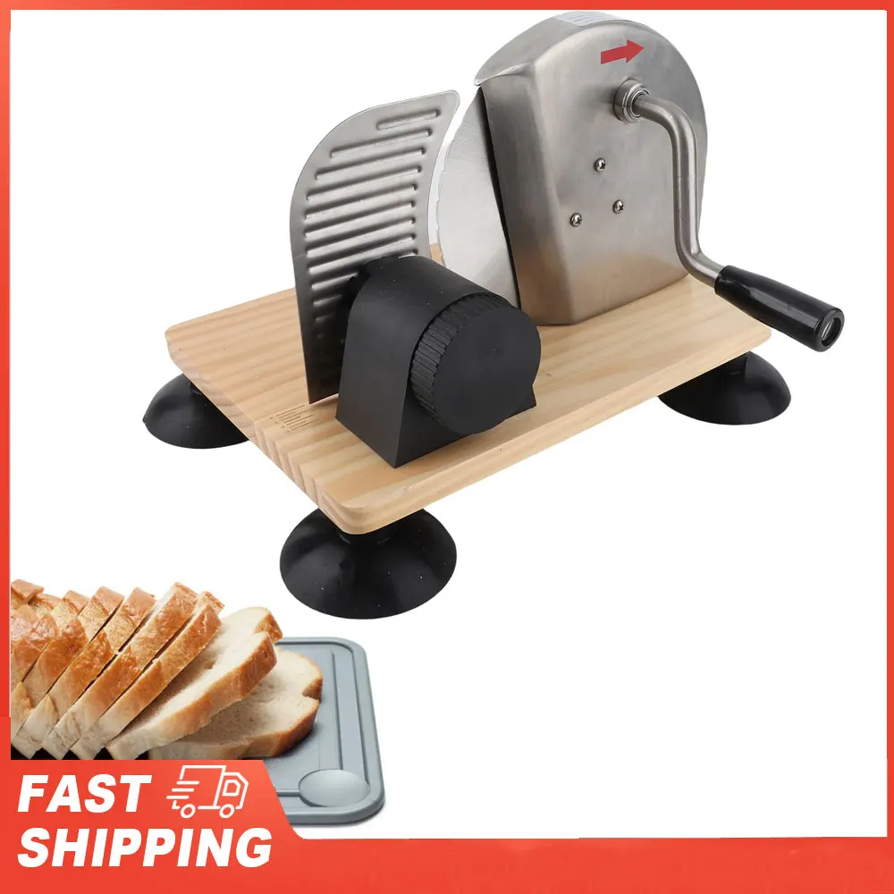 

Manual Bread Cutter Hand Crank Ergonomic Bread Slicing Cutter Washable Adjustable Thickness with Suction Cup Base for Bakeries