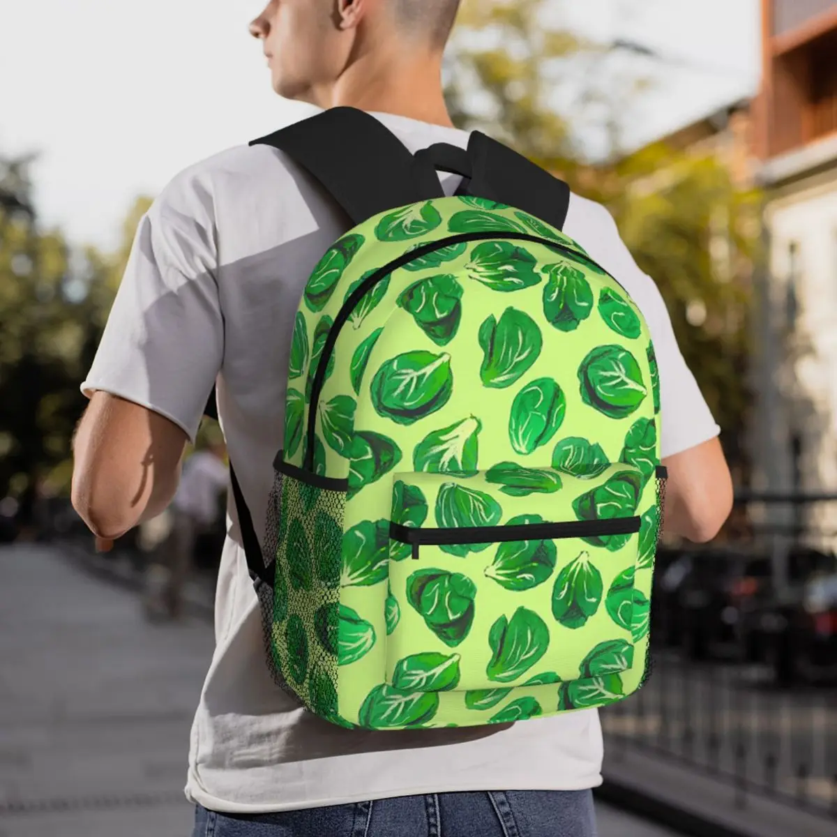 Brussel Sprouts Pattern Veggie Lover Backpack Student BookBag Children School Bag Laptop Shoulder Bags for Men Women