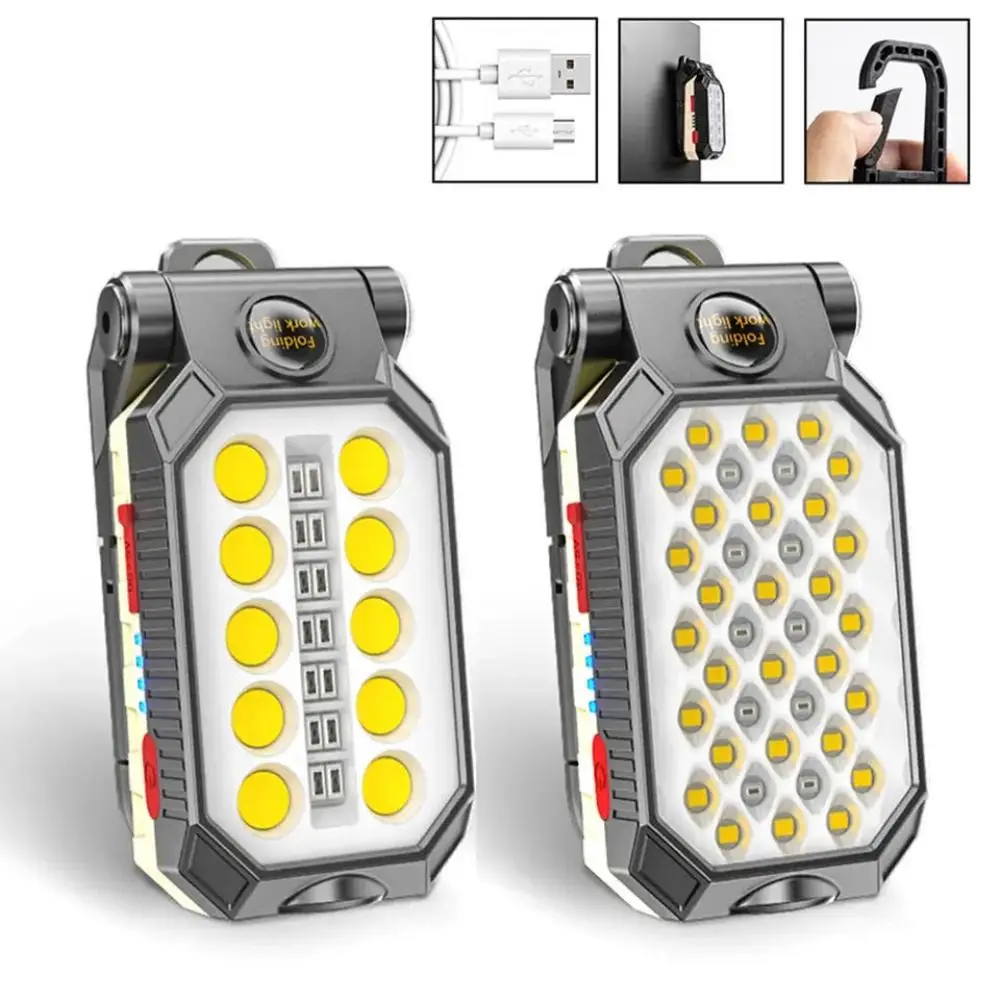 Magnetic Hook Portable LED Worklight Waterproof Design Power Display Rechargeable Flashlight Super Bright Emergency Lamp