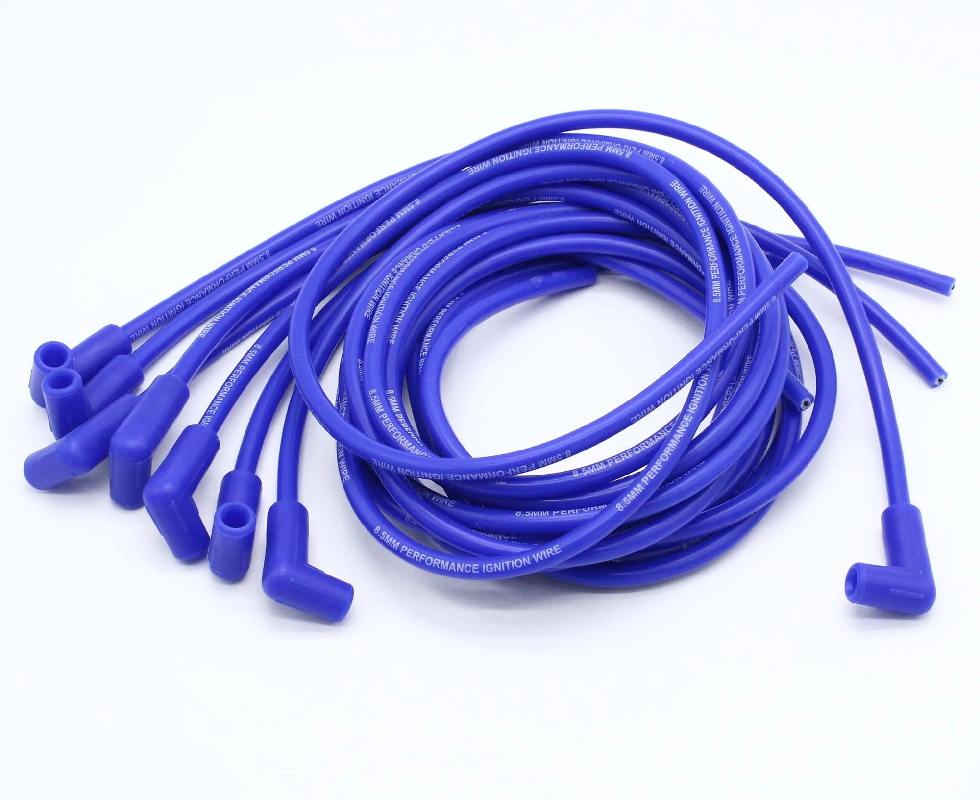 8.5mm Blue 90 Degree Spark Plug Wires for HEI Chevy SBC BBC Ford Mopar 350 454 V8 VA0352