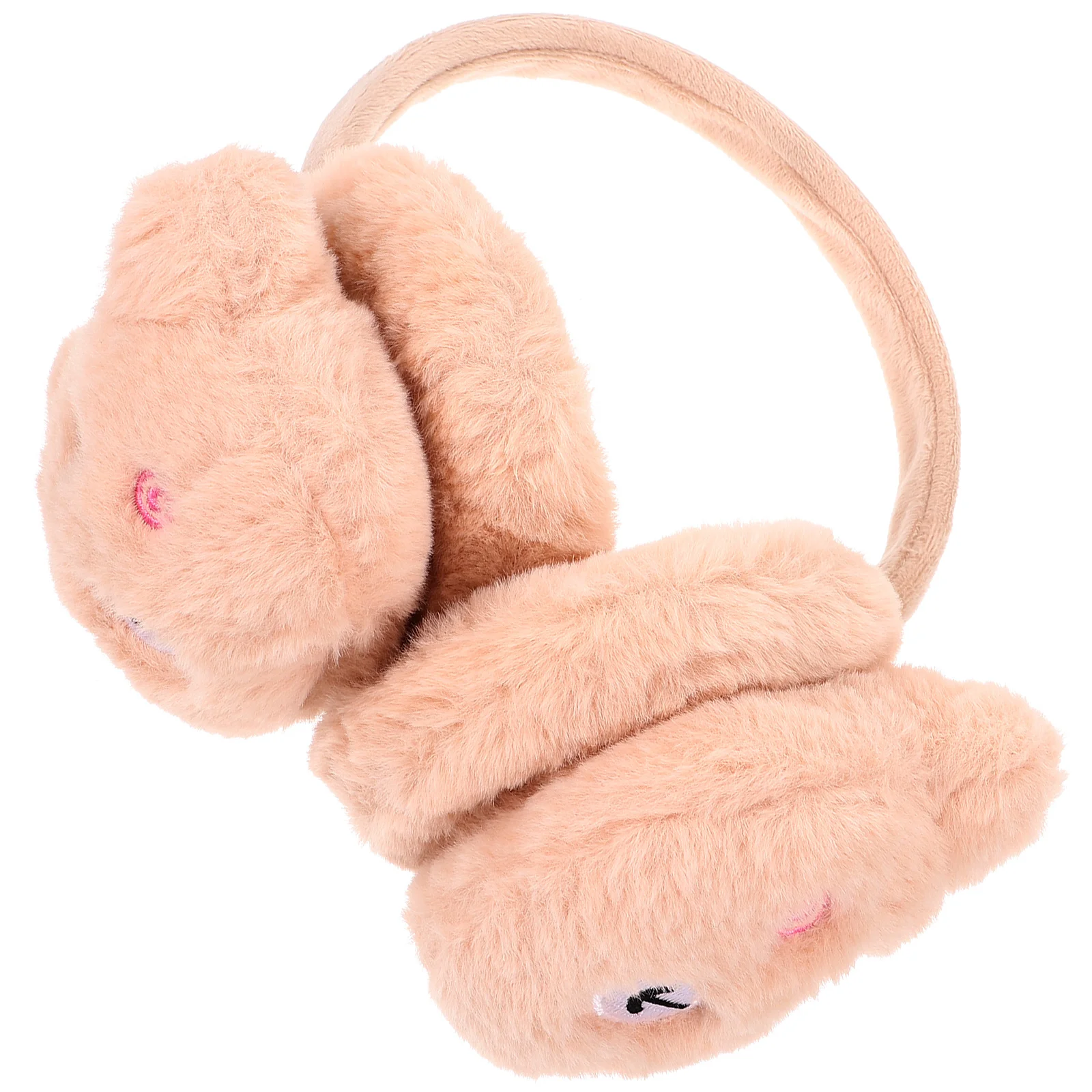 ผู้ใหญ่หูแพนด้า Muffs แถบคาดศีรษะป้องกันครอบคลุมหรูหราฤดูหนาว Beige Plush Warmers Miss