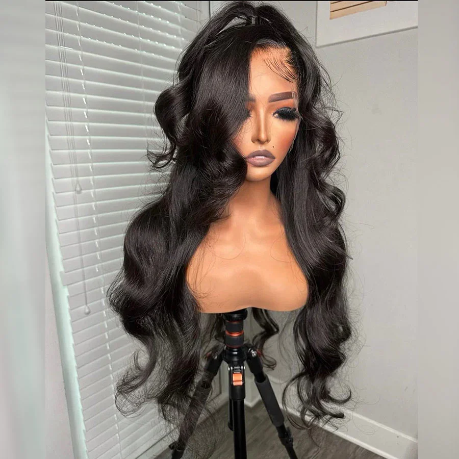 

Preplucked Black Color Wave 30inch 5x5 Silk Base Jewish Human Hair Wigs With Baby Hair HD Lace European Hair Glueless Wig