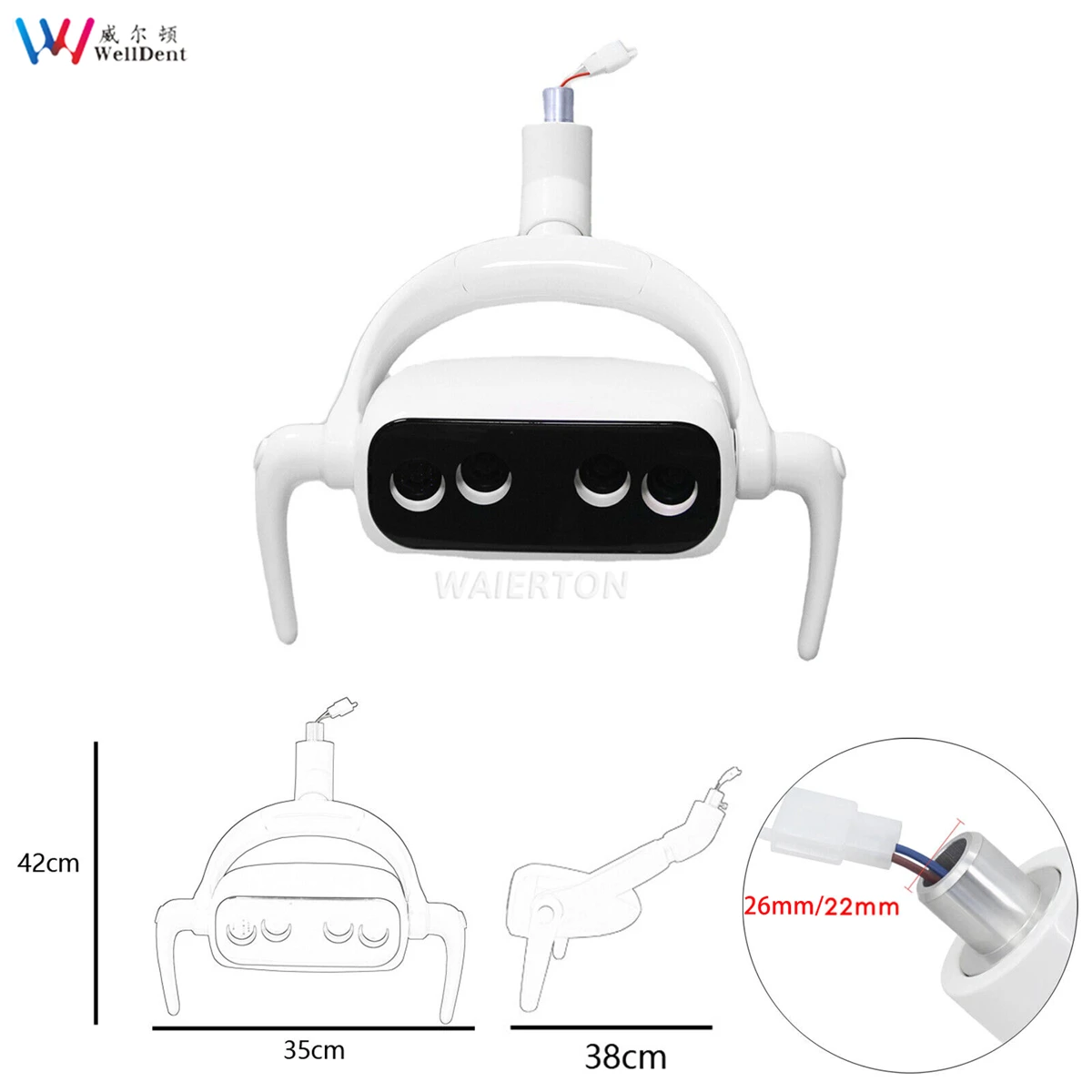 Lámpara bucal sin sombras para silla Dental, Unidad Dental, luz de inducción LED, 4 LED, 22mm, 26mm