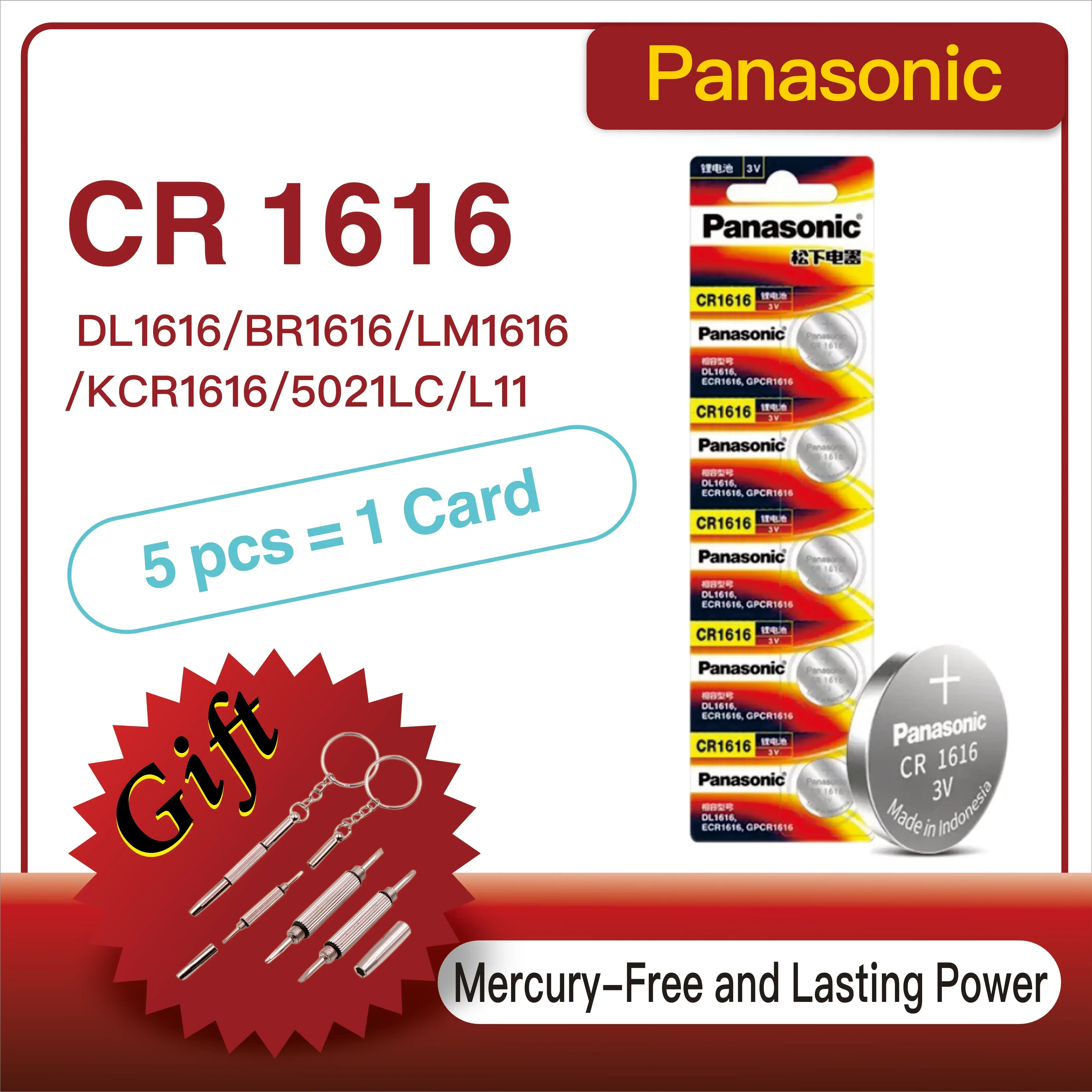 

5-60PCS Original Panasonic CR1616 Button Coin Cell DL1616 5021LC 3V 50mAh Lithium Battery For Watch Remote Calculator Car Key