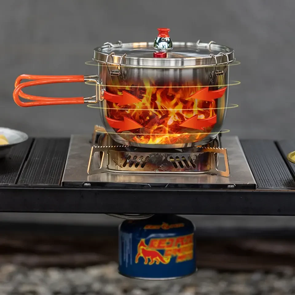 

Outdoor Stainless Steel Lightweight Portable Pressure Cooker for 1-3 Persons with Carry Bag for Camping Hiking Picnicking