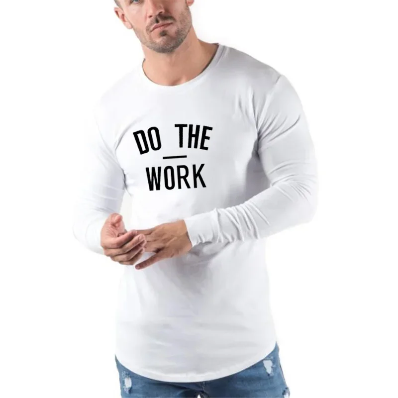 

Gym's Workout Fashion Sleeve Fitness Brand O-Neck Slim Fit Tshirt Casual Tee Top Men Breathable Sports Long T-shirt