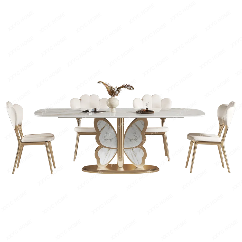 Italian Minimalist Dining Table High-End Elegant Light Luxury Creative Stone Plate Dining  Modern Minimalist Butterfly Dining