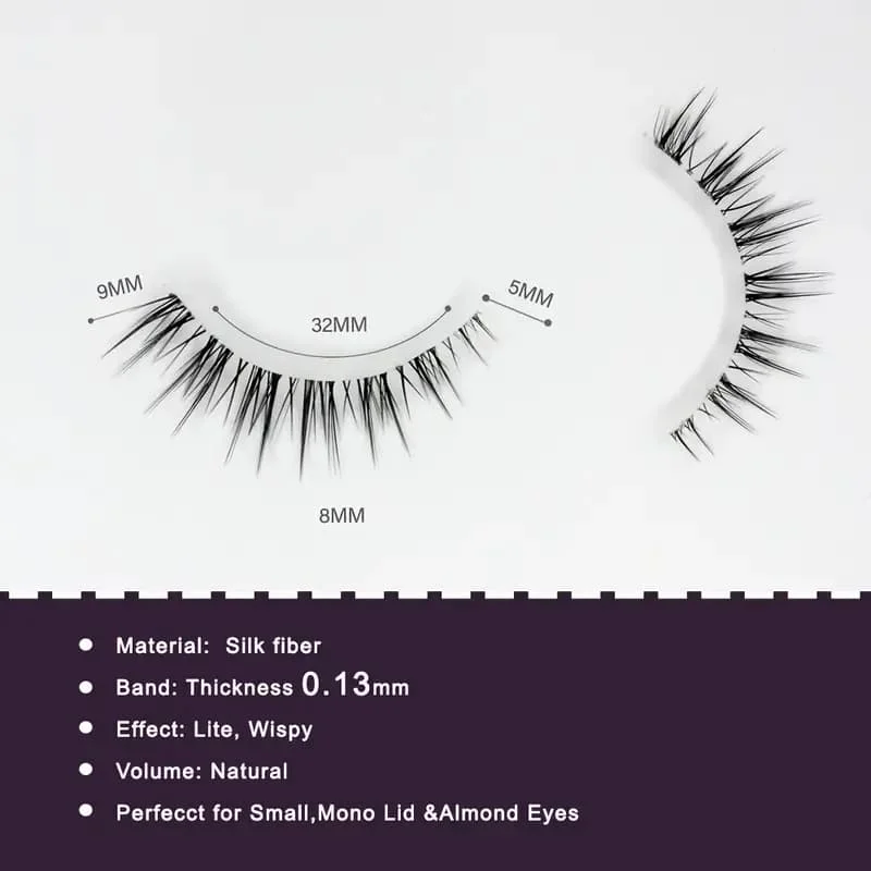 5pcs ขนตาปลอมธรรมชาติ Air รากเรียวโปร่งใส,ขยายขนตา Dressing,เรียวและ Multi-Layered 3