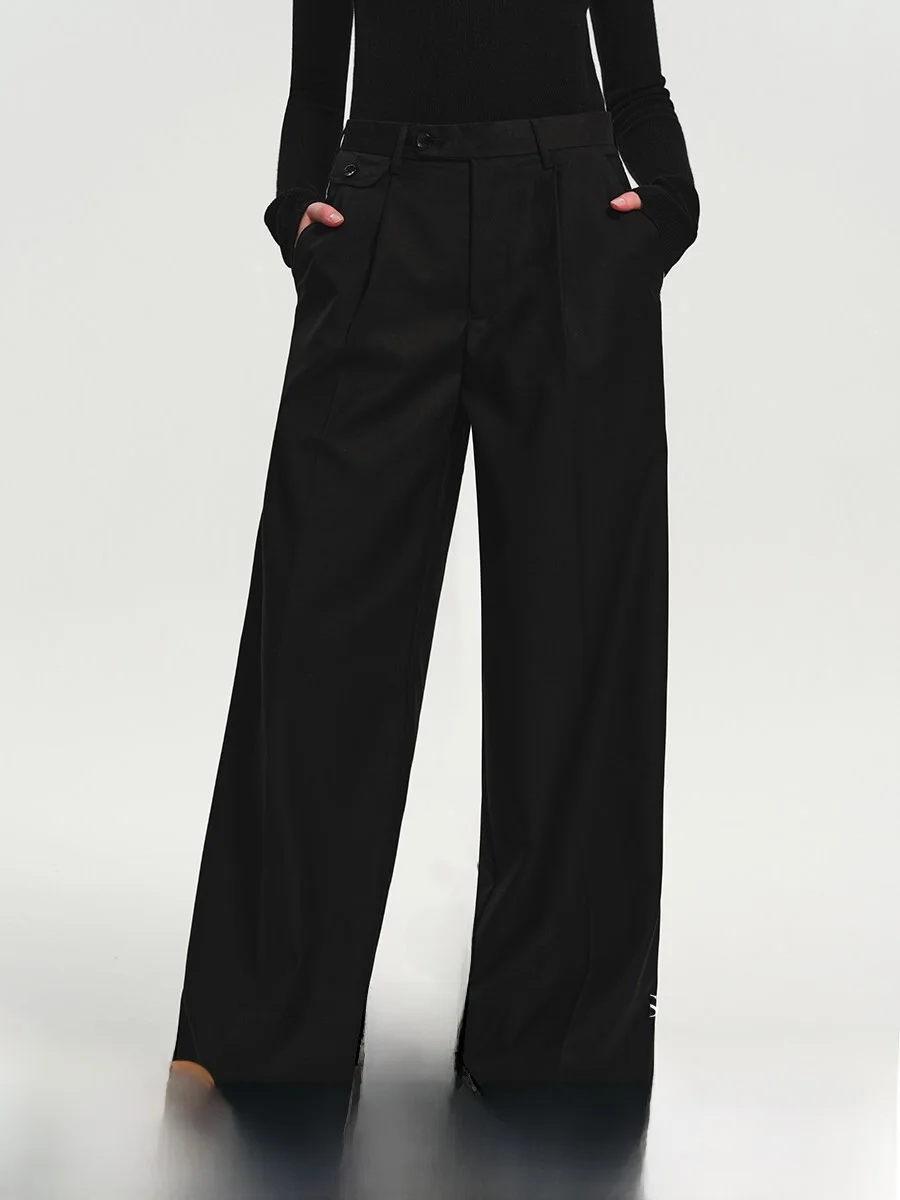 

plus High Waist Straight Leg Wide Leg Pants Women's Trousers Casual Drapey Suit Pants Long Commute High Waist