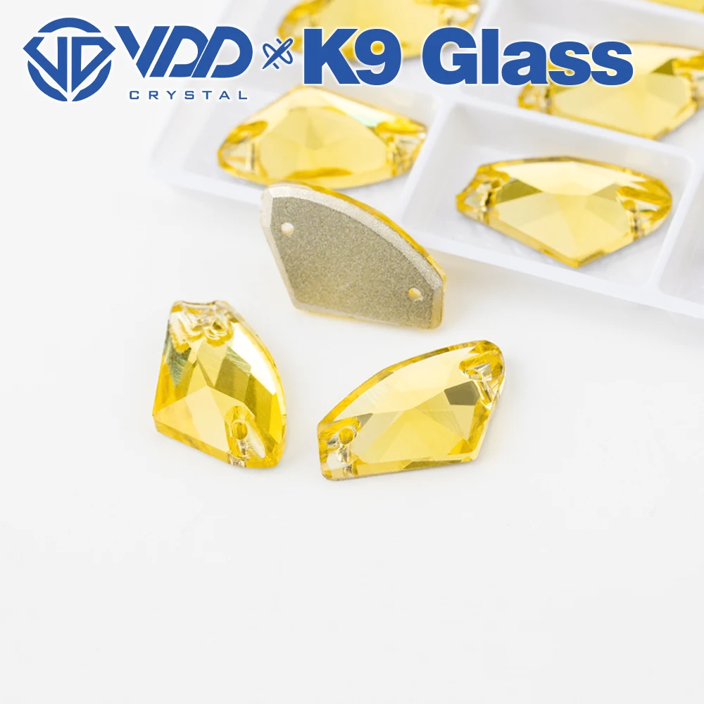 VDD S105 Sun.Topaz  Galactic Top Quality K9 Glass Sew On Rhinestones Crystal Flatback Sewing Stones For Clothes Decorations