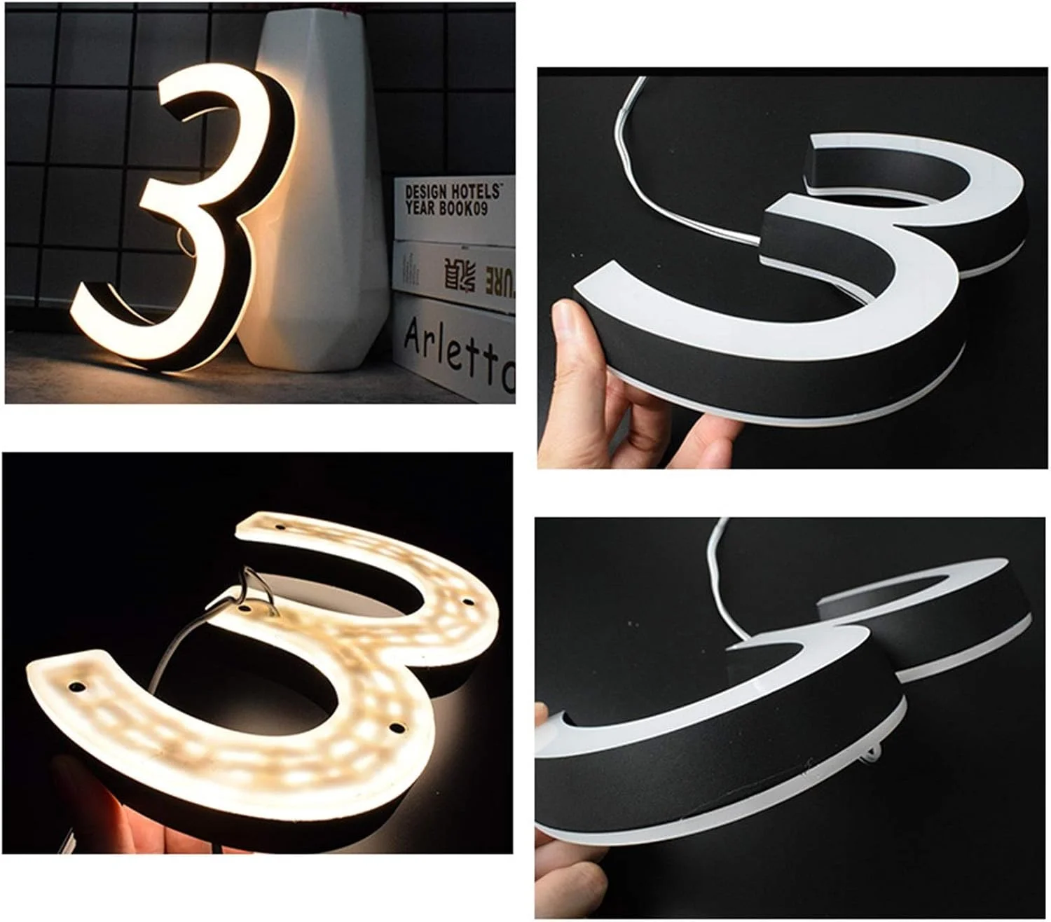 رقم المنزل الحديث، أرقام باب المنزل الاكريليك، عنوان ضوء داخلي مكتب تسجيل رسائل، لافتة تضيء في الهواء الطلق، علامة عنوان المتجر