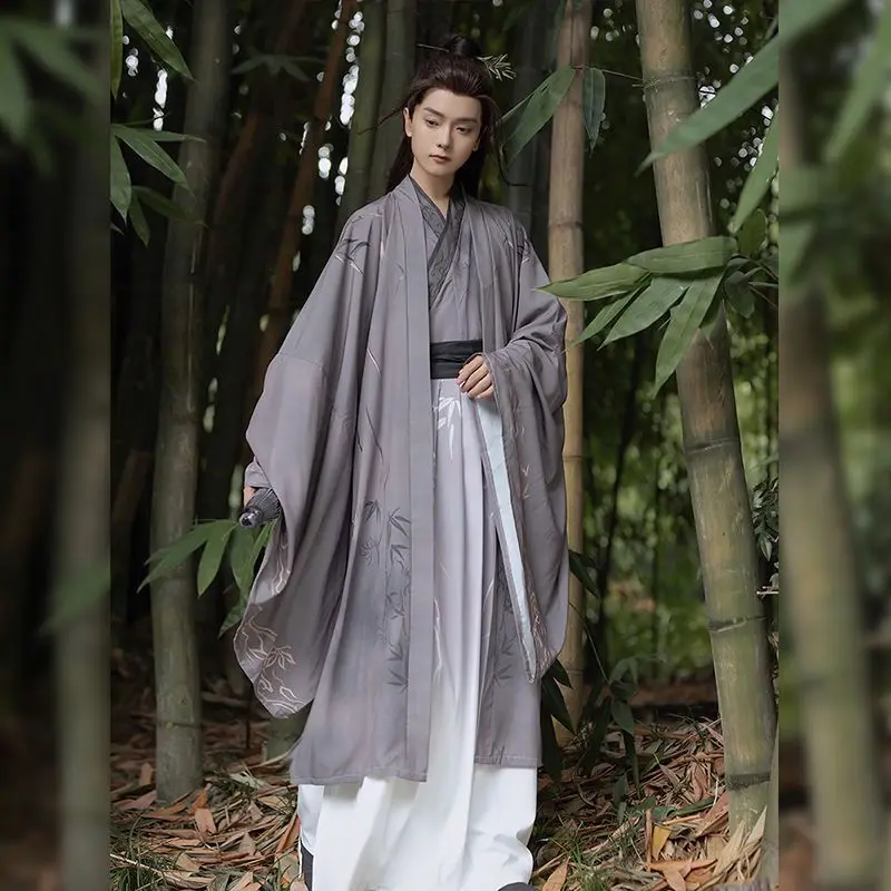 

Chinese Traditional Cosplay Costume Oversized Halloween Cosplay Costume Ancient Print Hanfu Shirt+Skirt+Coat Set Women Hanfu Men