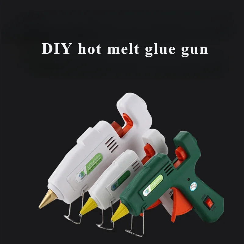 ปืนกาวร้อนแบบพกพาขนาดเล็ก กำลังไฟ 20-40 วัตต์ ใช้กาวแท่งร้อน ควบคุมอุณหภูมิได้ เหมาะสำหรับงาน DIY และงานฝีมือในบ้าน