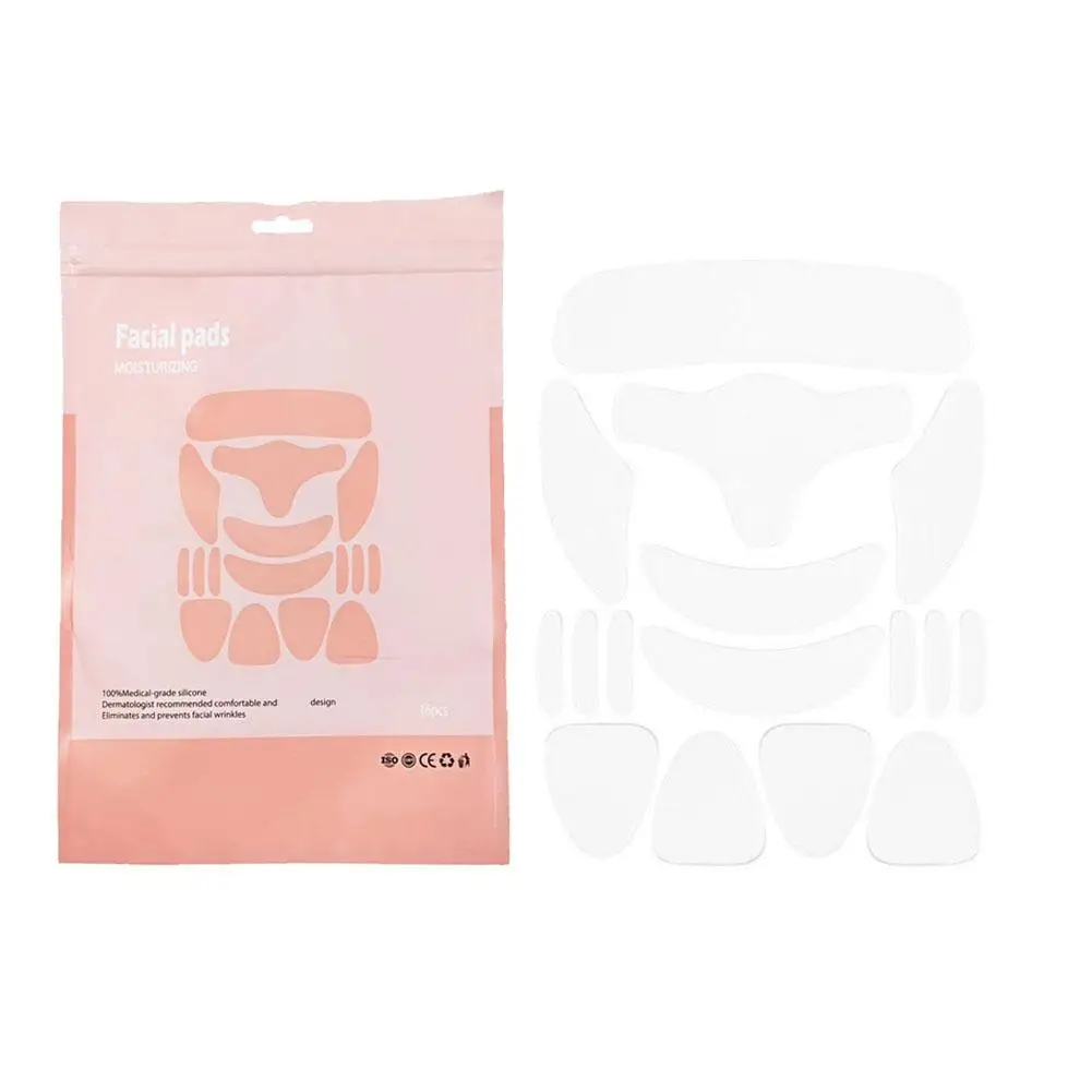 Patch facial anti-rides en silicone réutilisable, patch ruisseau, lifting du front, lifting de la beauté des yeux, rides du visage, 16 en 1, D9N4