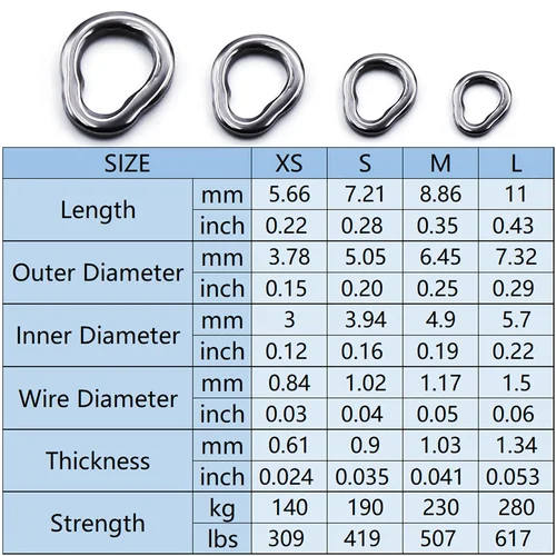Imagen 2 del producto Anillo sólido de pesca, 25 ~ 100 Uds., anillos divididos de acero inoxidable, conectores de Señuelos de Pesca, accesorios de pesca de agua salada, aparejos cromados