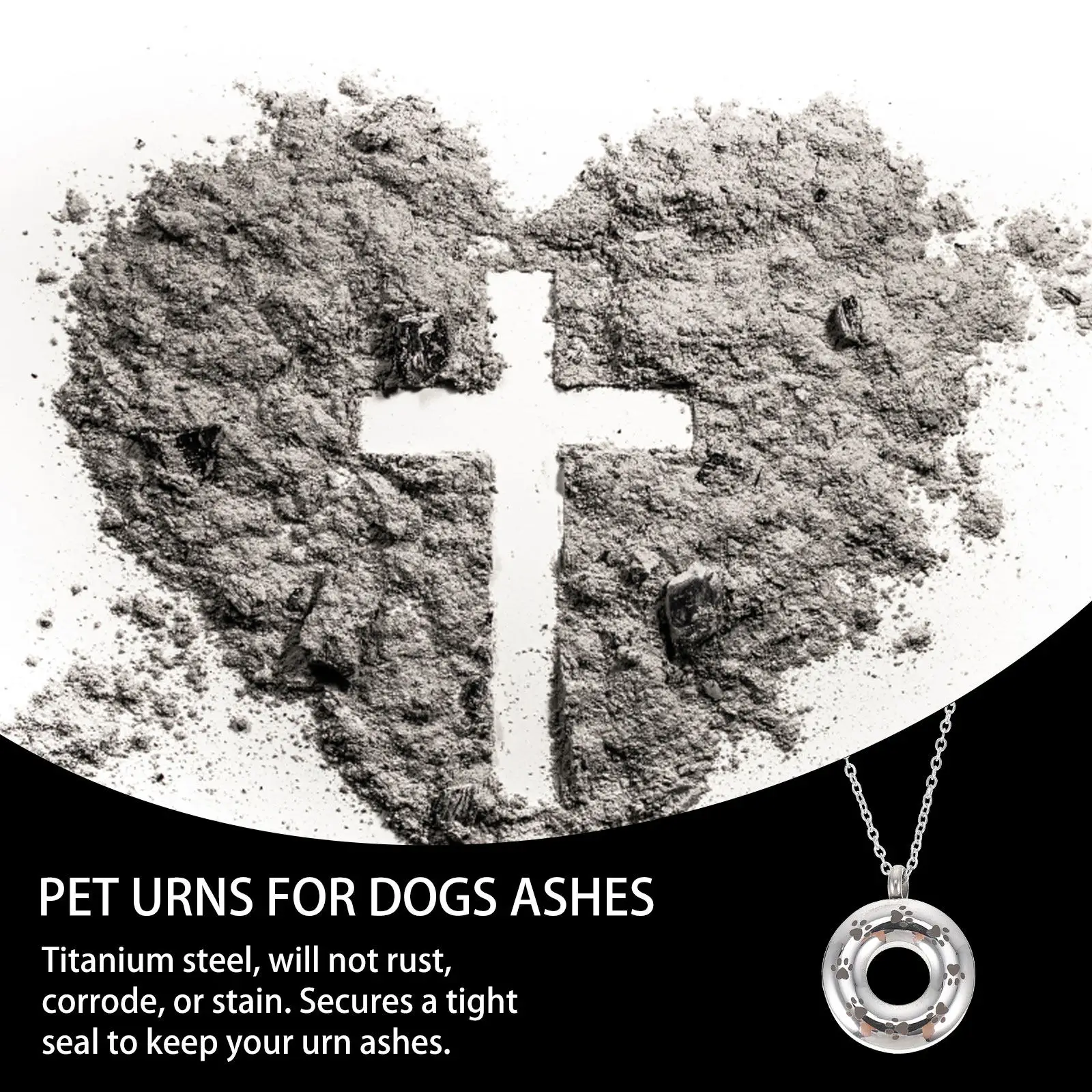 Hanging Pet Ashes Pot Titanium Steel Cremation Jewelry Paw Pattern Pendant Pet Necklace Memorial Urn Holder Hair Locket