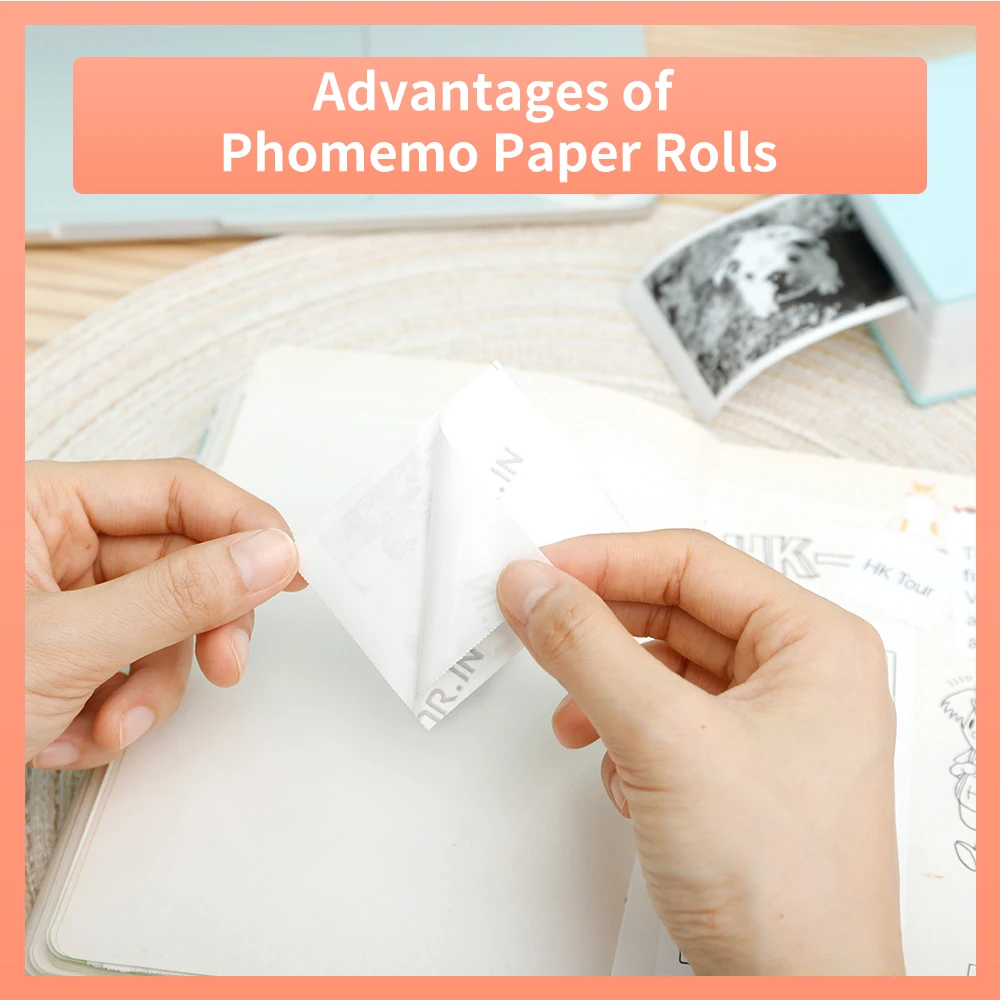 Phomemo Adhesive Thermal Sticker Paper,White/Transparent/Semi-Transparent Thermal Printer,for M02/M02 Pro/M02S/M03/M03AS/M04S