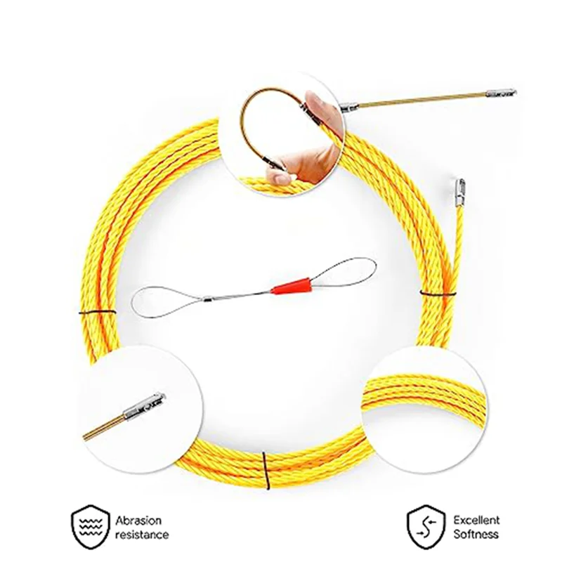 AA84 벽 라인 스레더를 통한 피쉬 테이프 풀러 OD 6mm 플러스 낚시 라인 패스너(스틸 로프 포함) 50Ft(15M)