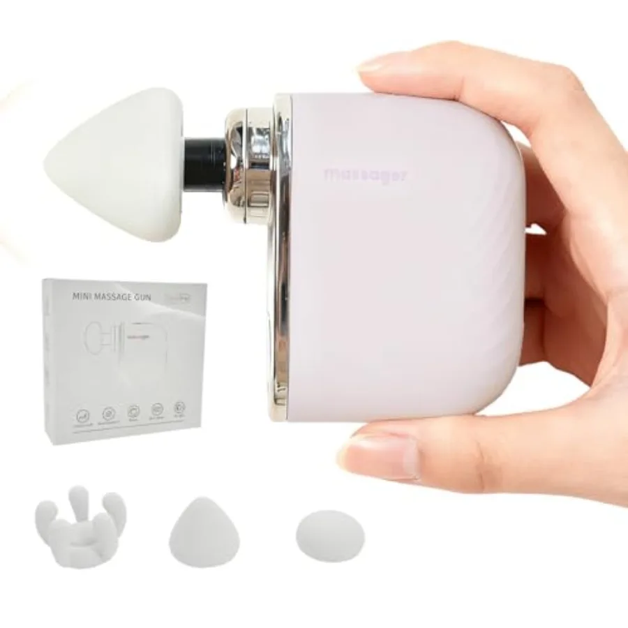 

Мини-массажный пистолет портативный для глубокого массажа мышц с 4 насадками, регулируемой скоростью и давлением, тихим мощным мотором, перезаряжаемый
