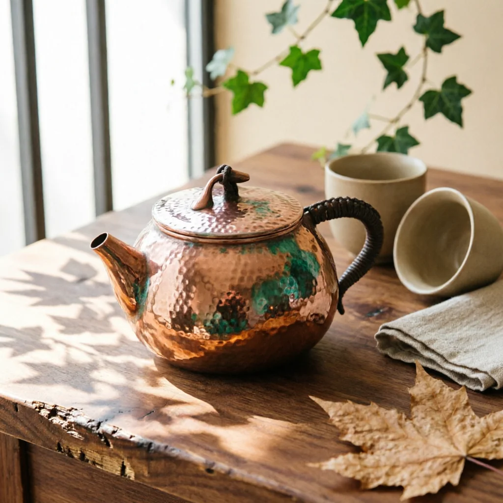 Hammered Copper Teapot 300ml Copper Teapot Kettle Heat-Colored Pot Traditional for Collectors