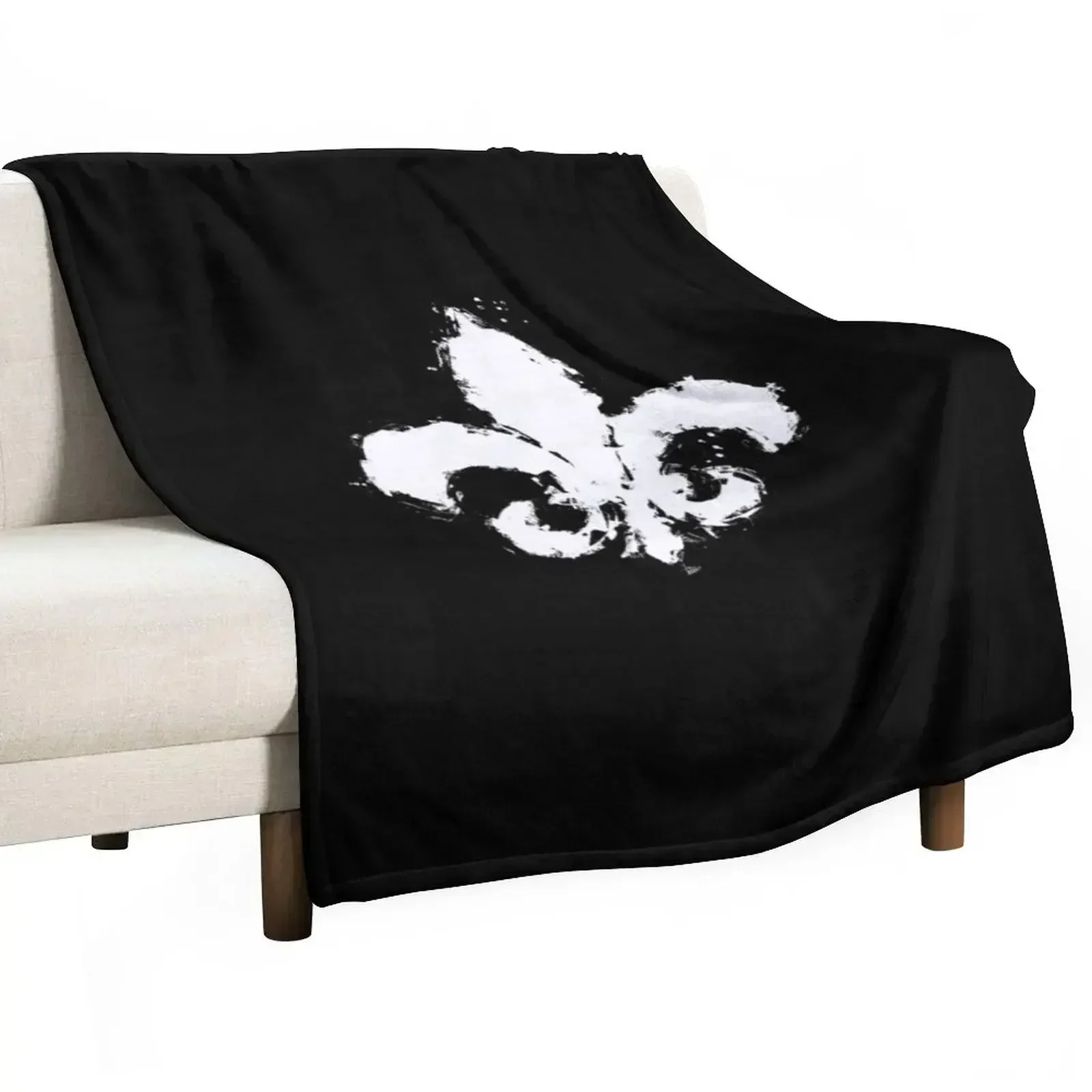 Saints Row Fleur De Lis Splatter Paint Throw Blanket Plush for sofa Loose Nap Multi-Purpose For Decorative Sofa Blankets