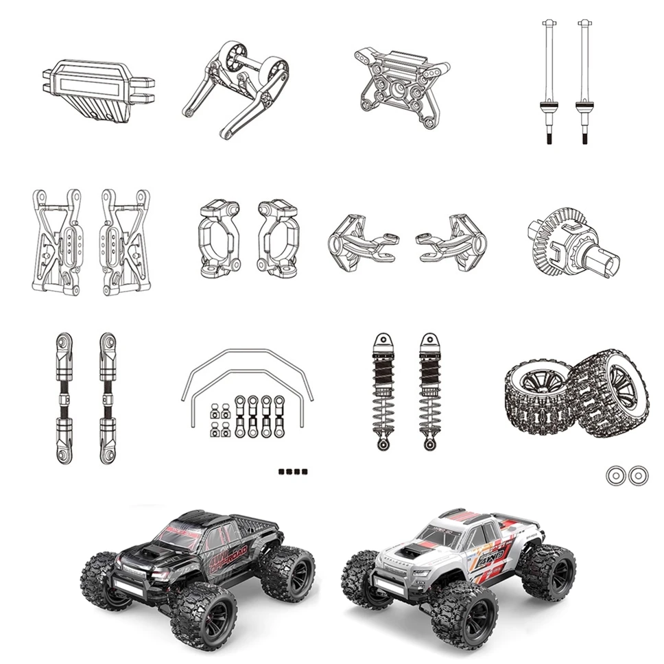 MJX Hyper Go 10208 V2 Modified Accessories Differential Shock Absorber Tire Bumper Gear Swing Arm Link 1/10 RC Car Spare Parts