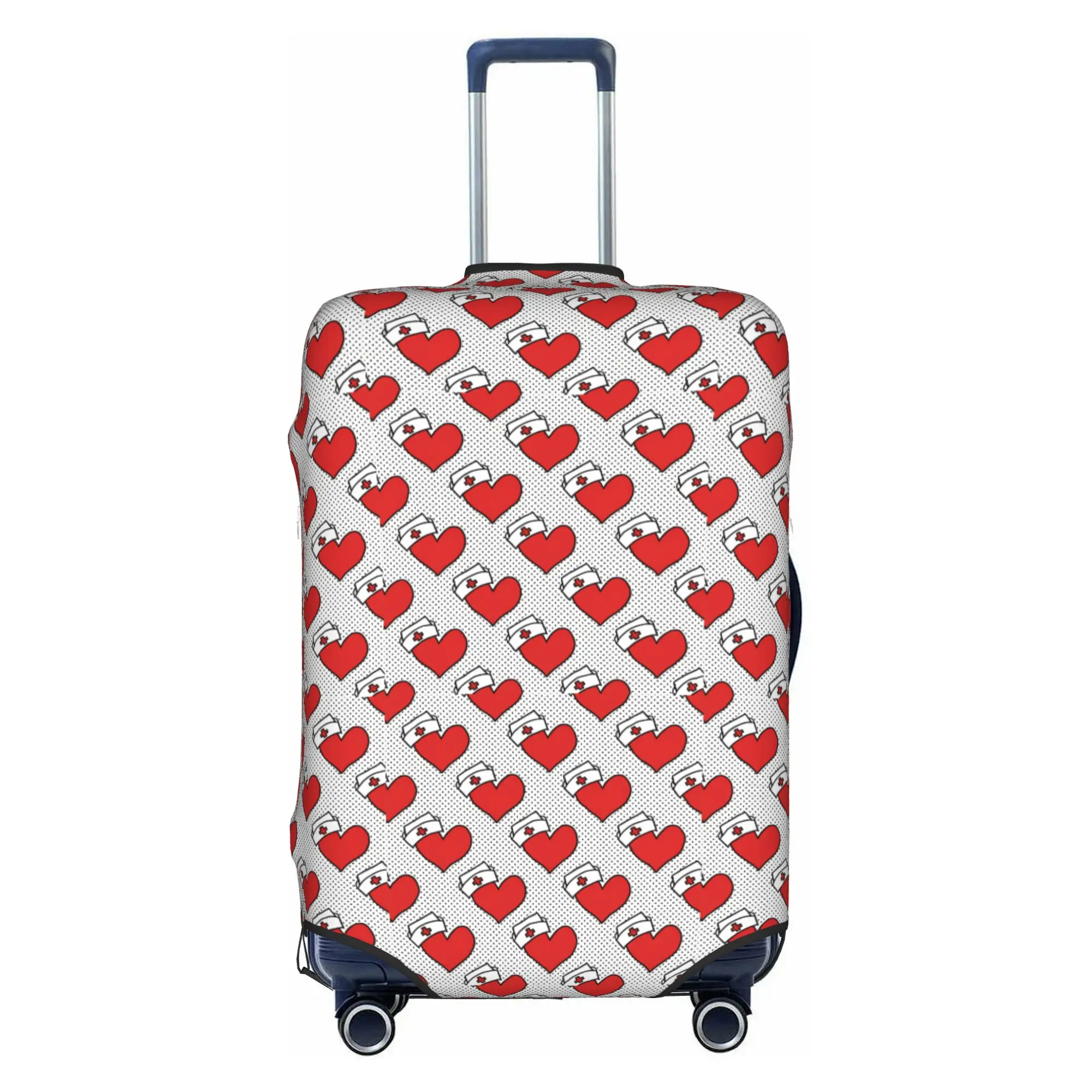 Smaller Red Valentine Hearts Nurse Cap Luggage Cover Elastic  Travel Suitcase Protective Covers Suit For 18-32 inch