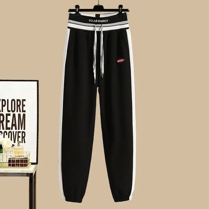 Spring Autumn Single/Outfits Women's New Fashion Design Sense Navy Collar Striped Sweater Slim Casual Pants Two Piece Set
