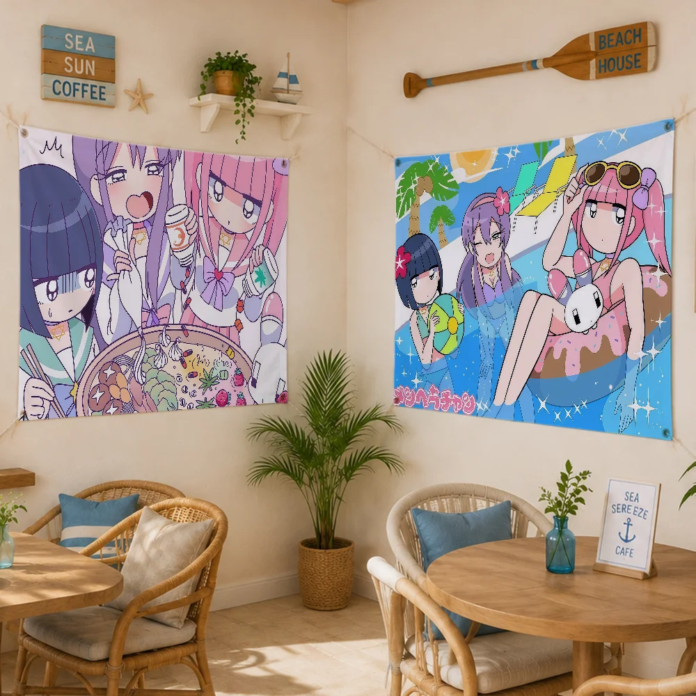 Anime M-Menhera C-Chan Flag Digital Printed Flag Tapestry Creative Pattern Living Room Wall Art Party Outdoor Decor