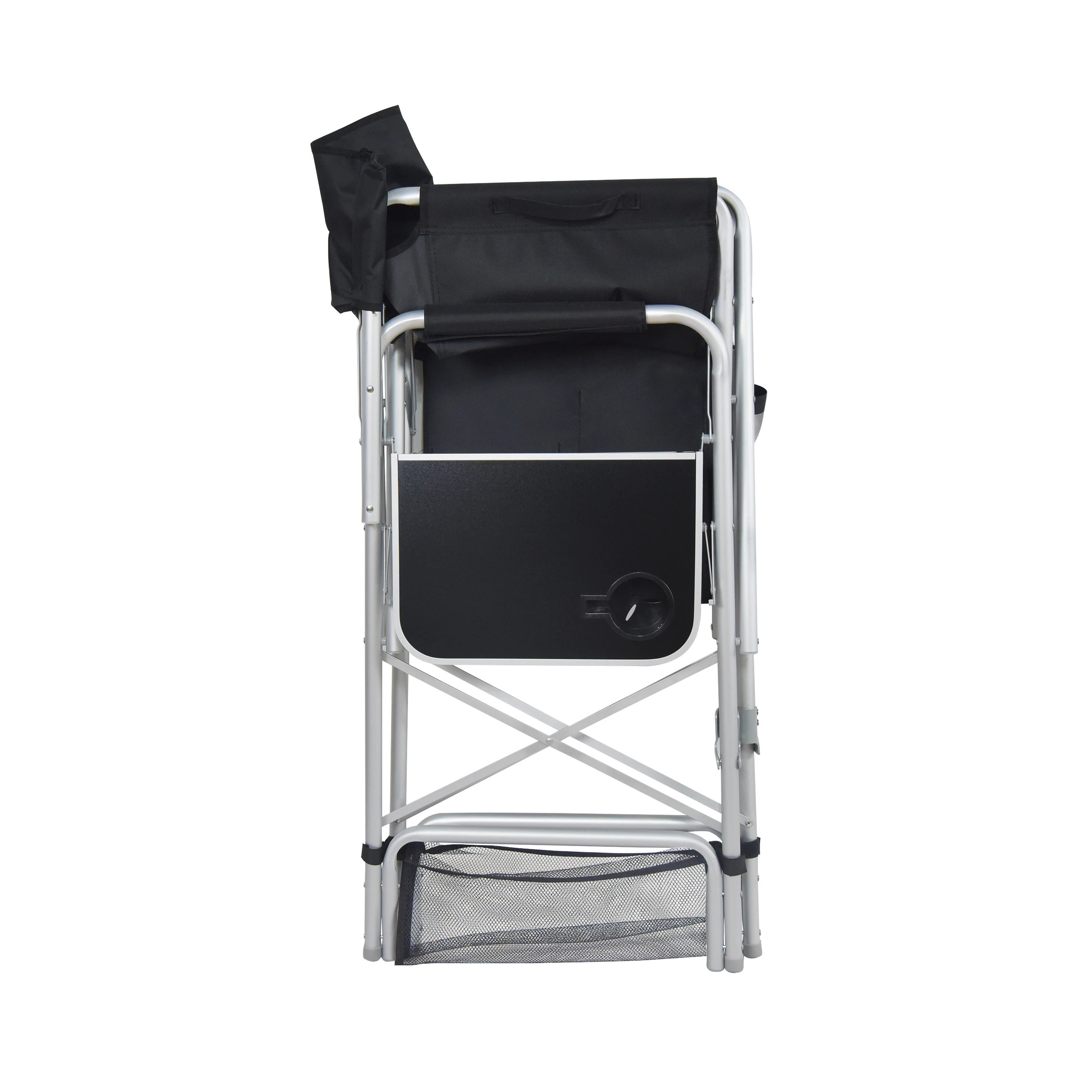 Custom Makeup Artist Camping Folding Portable Tall Polyester Aluminum Director Chair with Side Table and Pocket